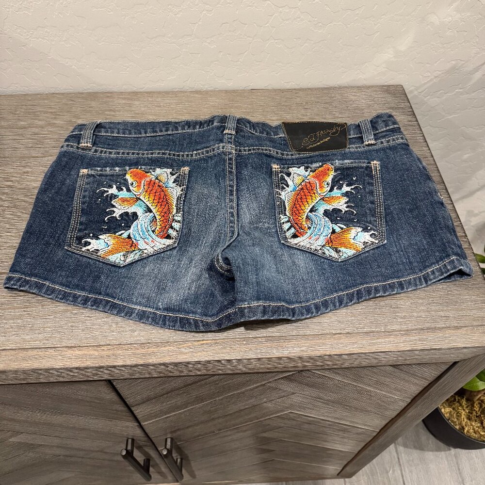 Size 30: Ed Hardy Koi Fish Jean Shorts